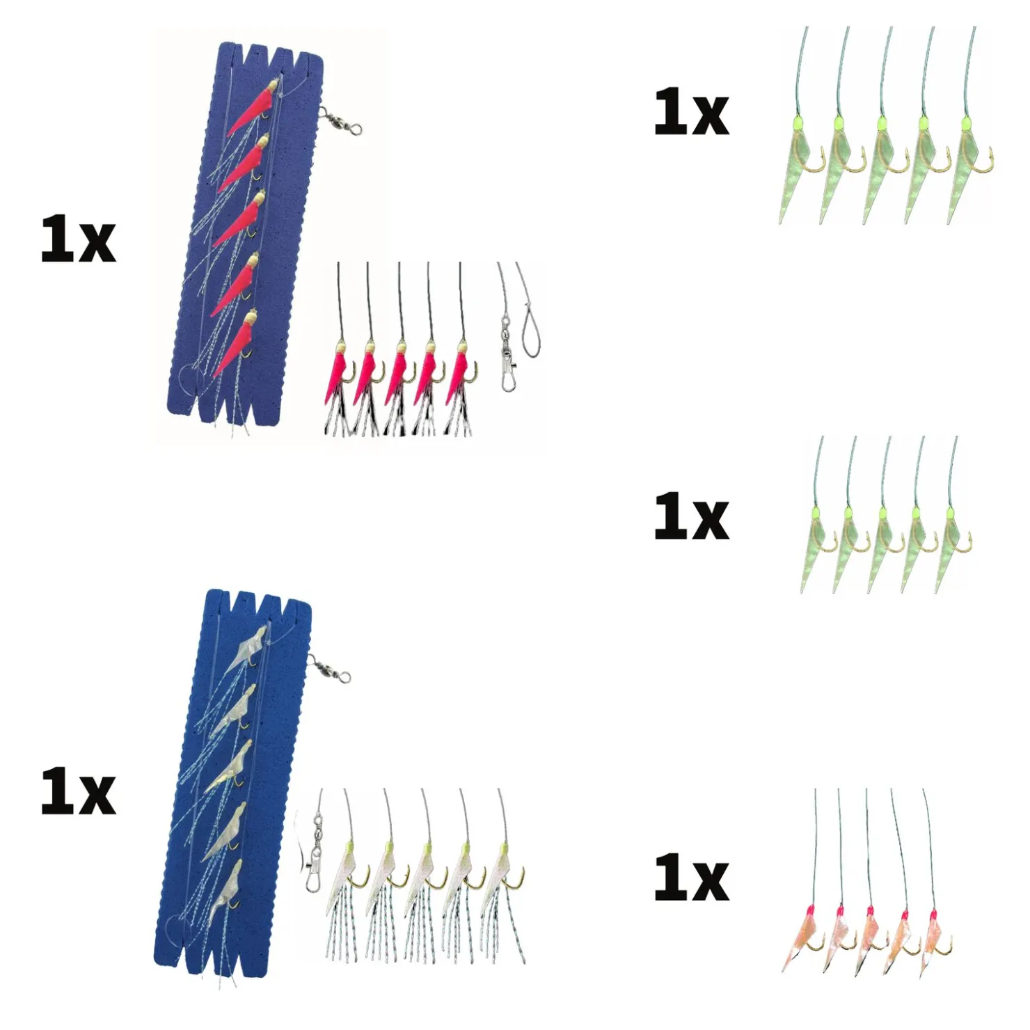 Fishing-King Shop Angelset Hering Gr.L 8 Teile 1x Setzkescher 5x Vorfach 2x Blei| Heringsangeln Zubehör|Set Meer - Zubehör & Köder