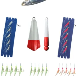 Fishing-King Shop Angelset Hering Gr.M 7 Teile 5x Vorfach 2x Zinkblei| Heringsangeln Zubehör|Set Meer - Zubehör & Köder