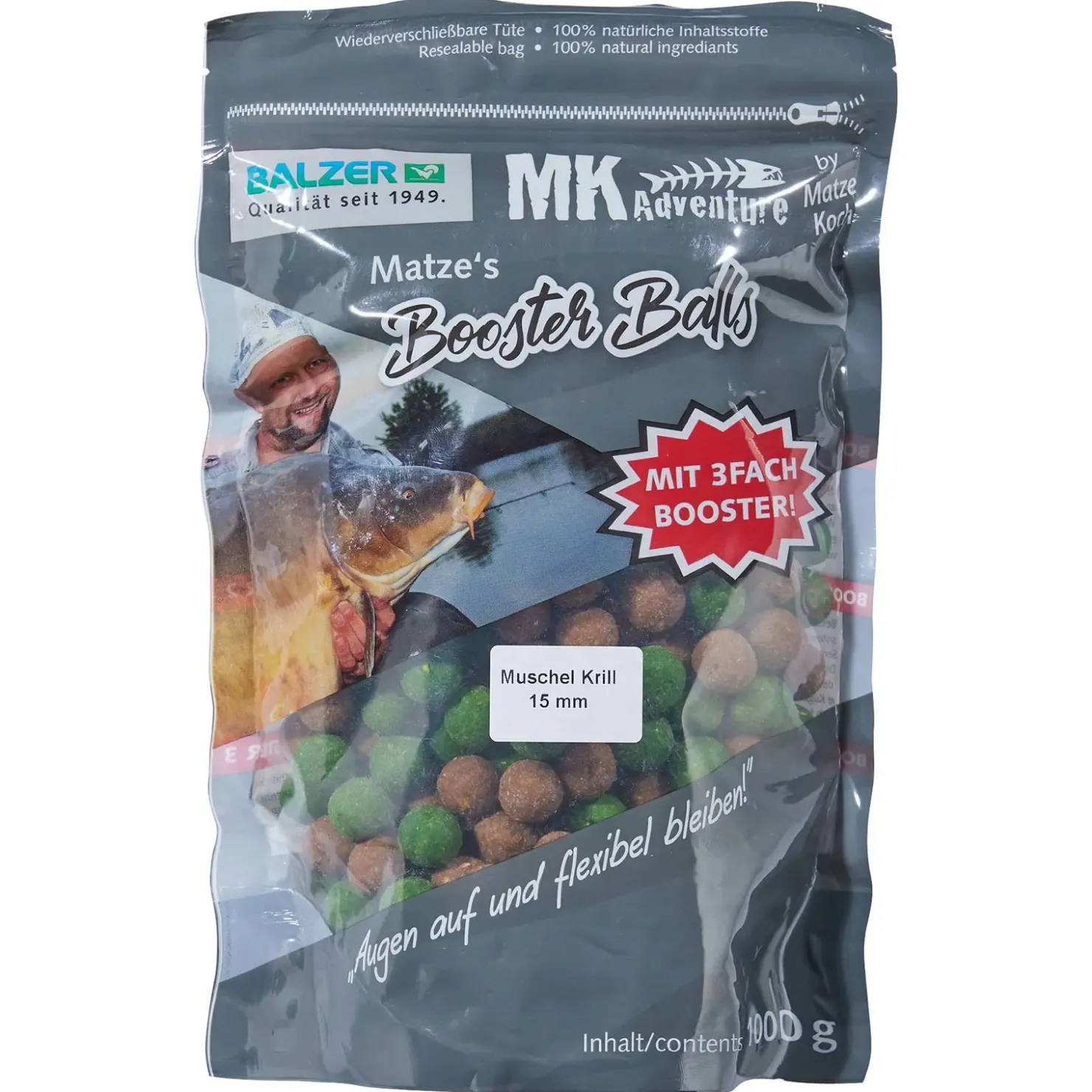 Balzer Matze Koch Muschel/Kril15mm Booster Balls Boilies – Special Edition| Karpfenfutter|Boilies & Pop-Ups