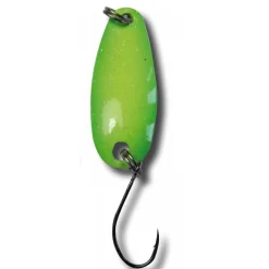 Behr L-Spoon Forellenblinker mit Einzelhaken Chartreuse-Glitter| Blinker|Forellenteich Köder