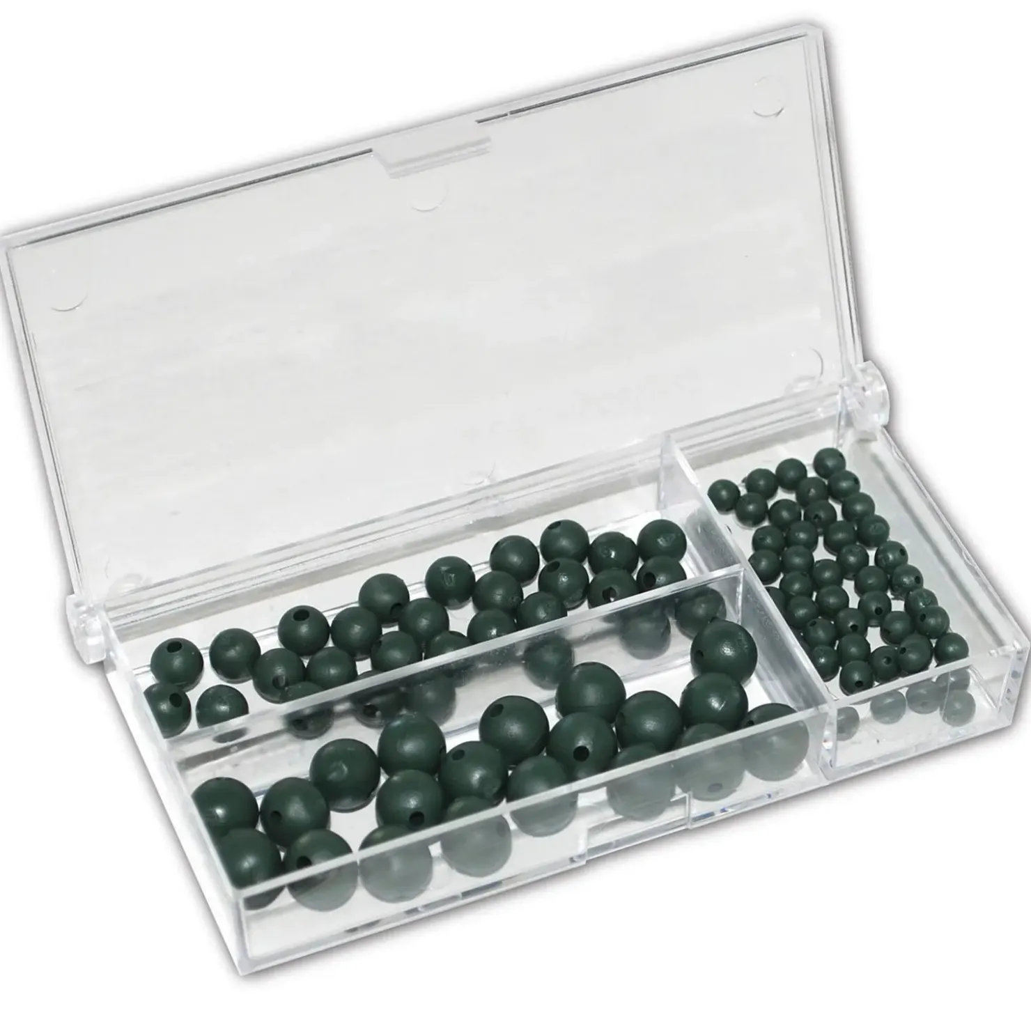 Behr Premium Gummiperlen-Sortiment 2 – Angeln Set 6 Größen / 100 Stück + Box| Sets Spinnfischen|Karpfen Sets