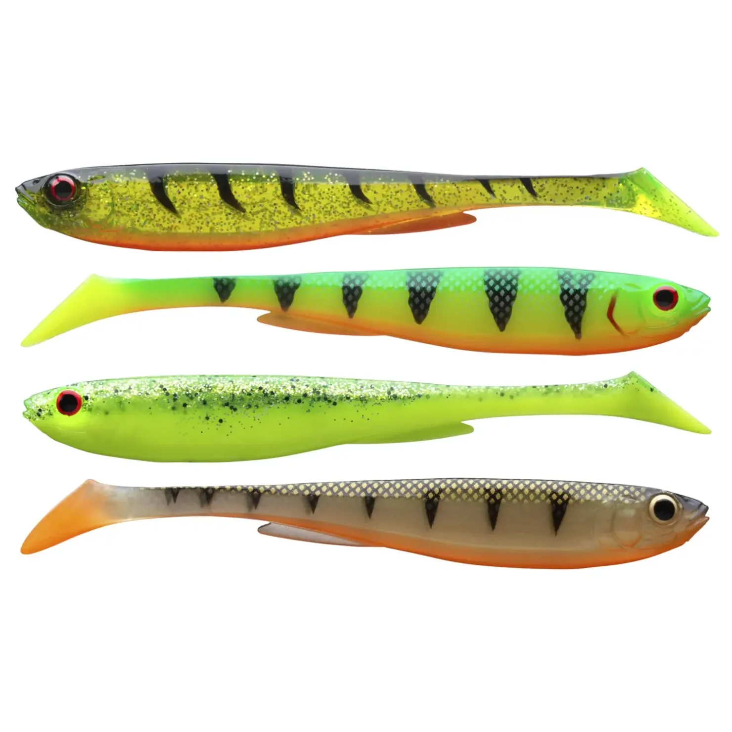 Daiwa Prorex Slim Shady Flash Color Set 10,5cm 4St. Gummifischset| Set Kunstköder & Zubehör|Hechtsaison