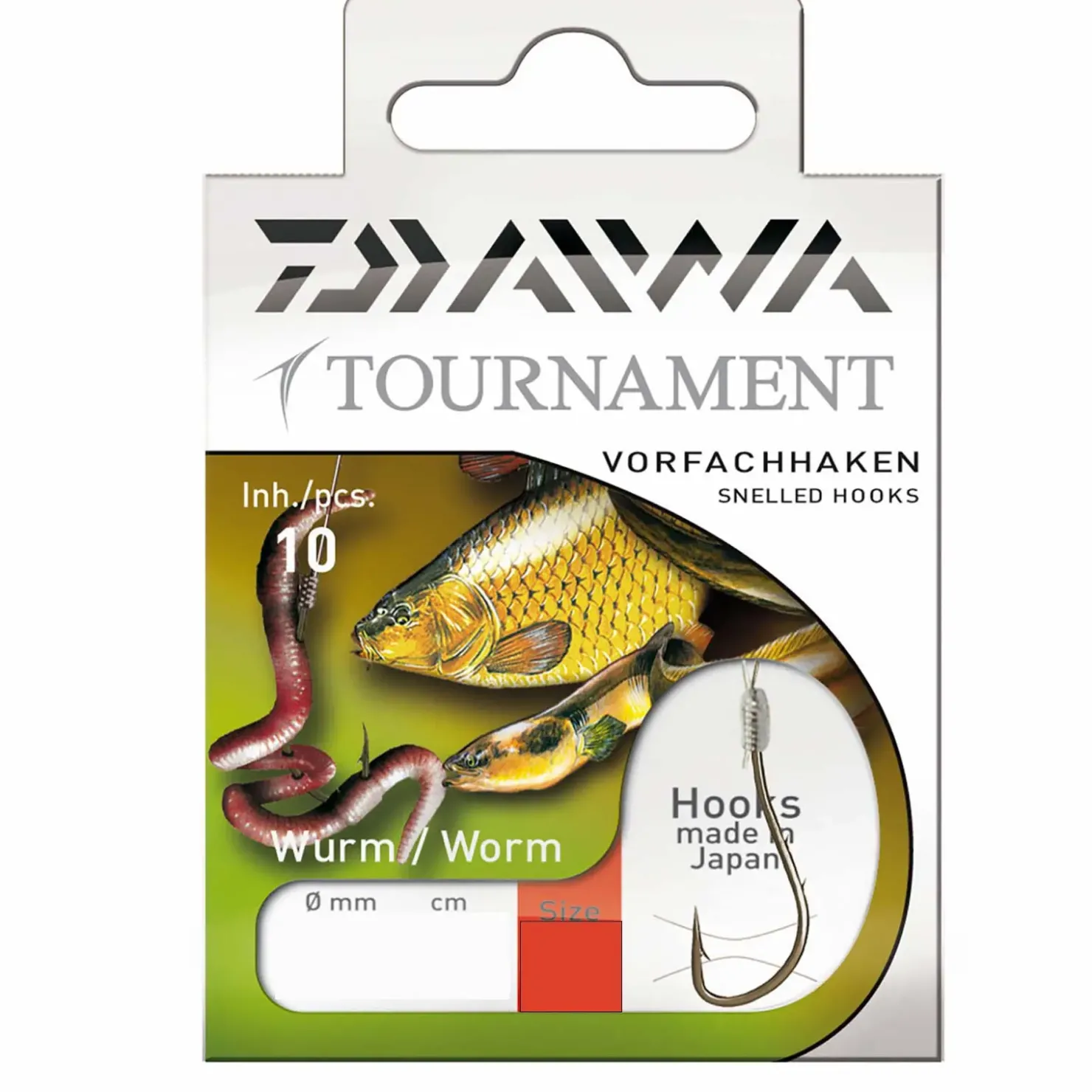 Daiwa Tournament Wurmhaken Gr.8 Gebundene Vorfachhaken| Gebundene Angelhaken|Einzelhaken