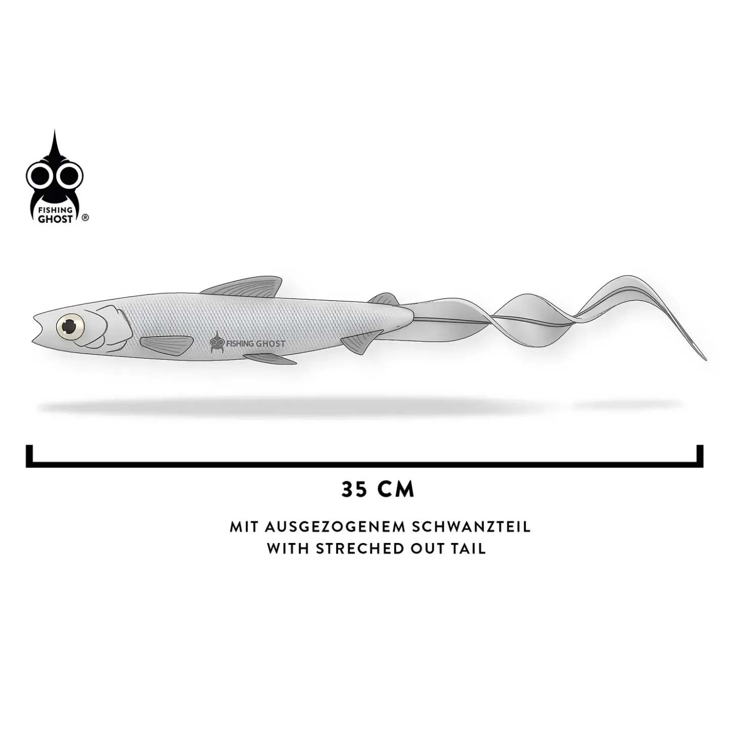 FishingGhost Renky Shad CRL 35cm Curly Tail Gummifisch| Xxl Köder. Big Baits|Hechtsaison
