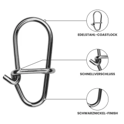 Fishing King Tackle Fishing-King Tackle Forelle Duolock Snap| Wirbel & Karabiner Raubfischangeln|Wirbel & Karabiner