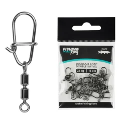 Fishing King Tackle Fishing-King Tackle Hecht Duolock Snap + Double Swivel| Wirbel & Karabiner Raubfischangeln|Wirbel & Karabiner