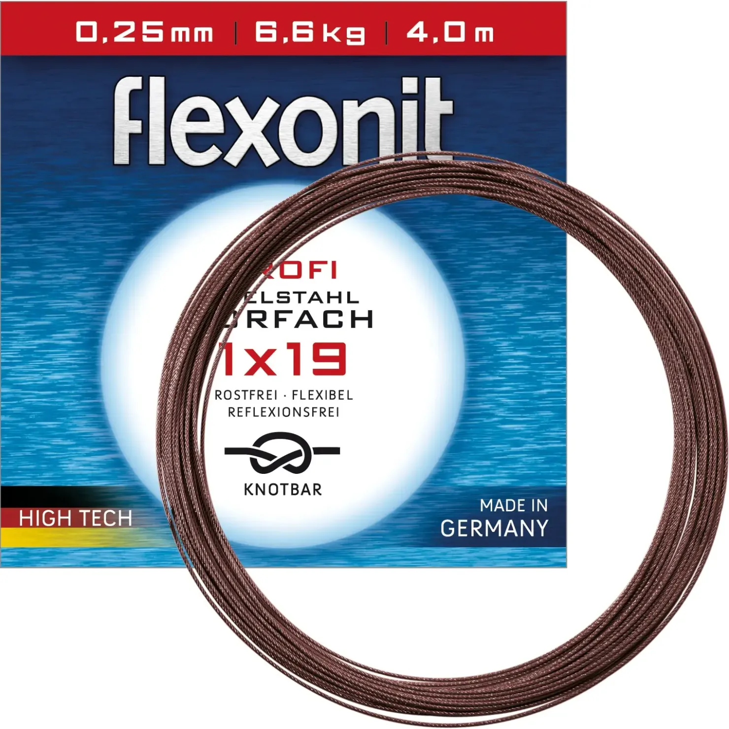 flexonit 1x19 Meterware 0,20mm/4,5kg/4m Stahlvorfach| Stahlvorfach Meterware|Stahlvorfach Meterware