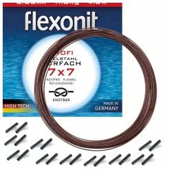 flexonit 7x7 Stahlvorfach 0,36mm + passende Quetschhülsen komplett Angelset| Combos Spinnangeln|Zubehör Spezial Raubfischangeln