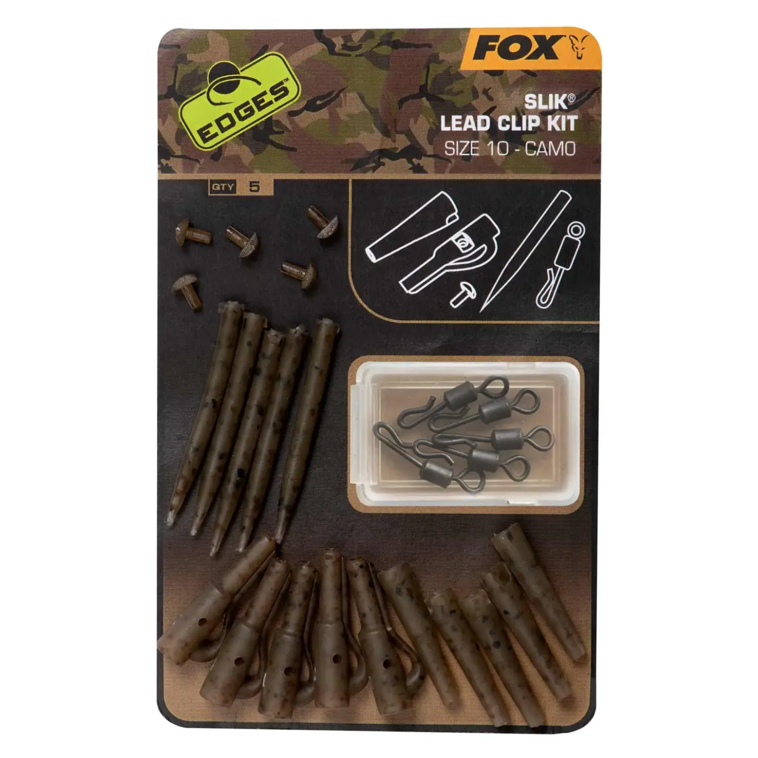 Fox Edges Camo Silk Lead Clip Kit Karpfenzubehör Set| Karpfen Rig|Sets Karpfenangeln Zubehör