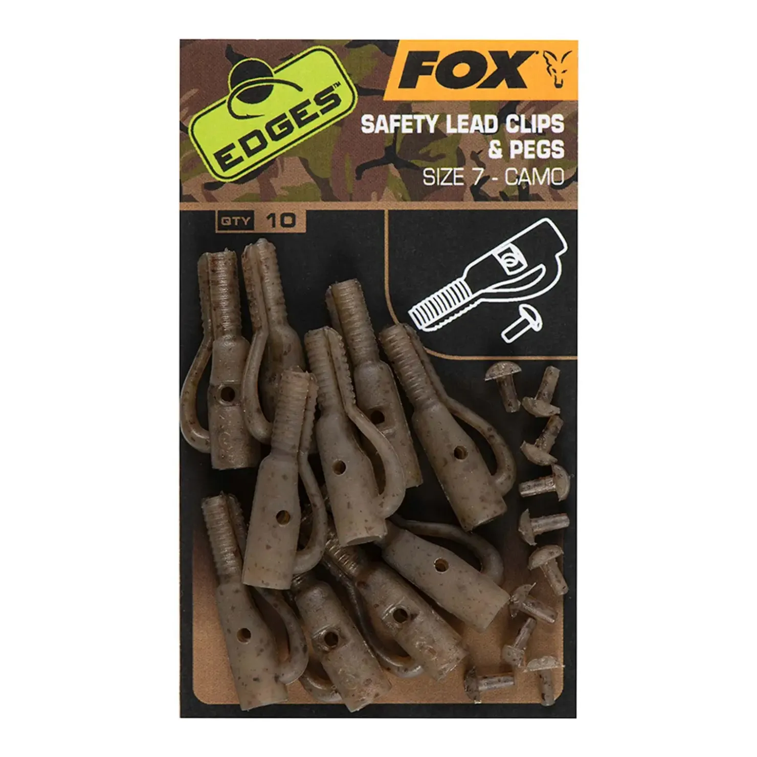 Fox Edges Camo Size 7 lead clip + pegs Karpfenzubehör| Karpfen Rig|Karpfen Rig Und Zubehör