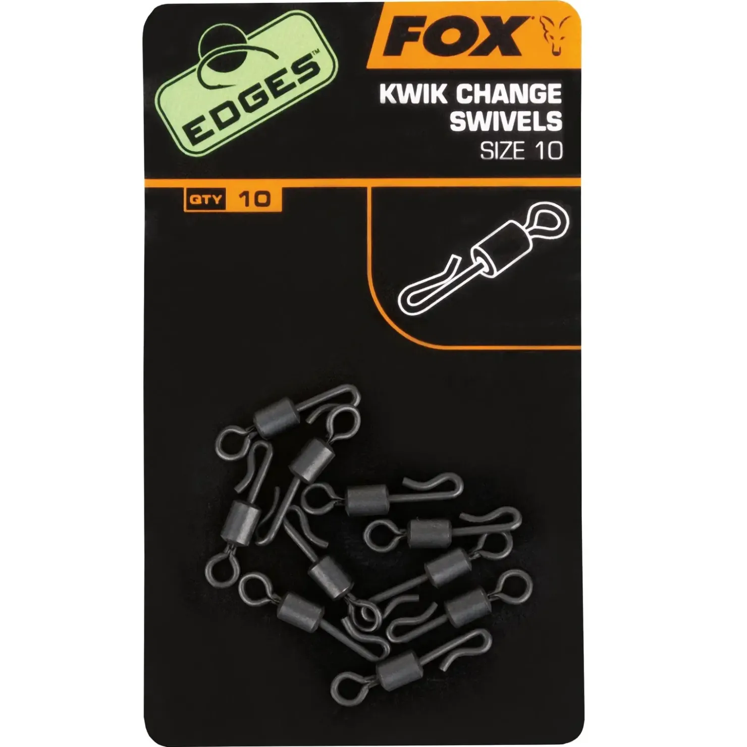 Fox Edges Kwik Change Swivels Size 10 Karpfenangeln Zubehör| Karpfen Rig Und Zubehör|Wirbel & Karabiner