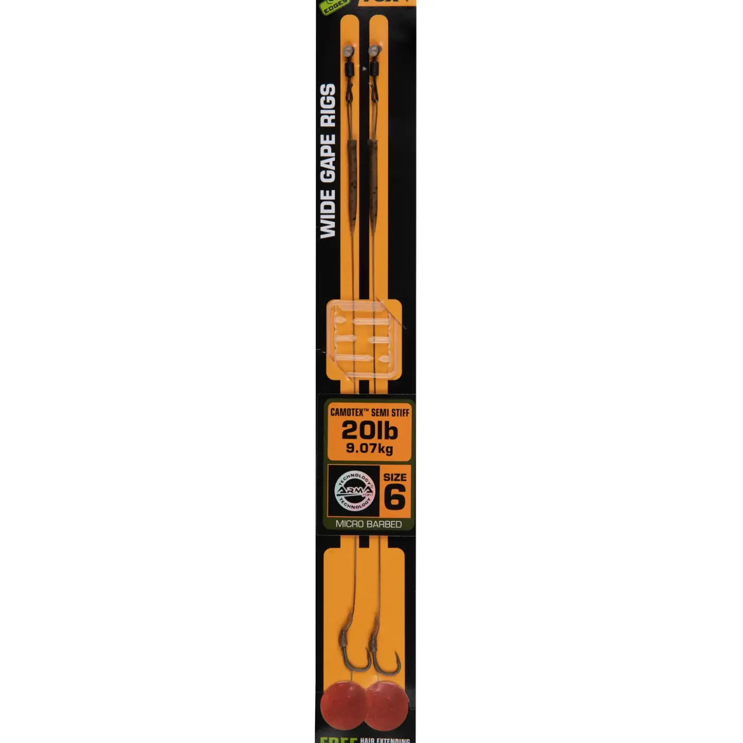 Fox Edges Wide Gape Größe 6 20lb Camotex Semi Stiff 2Stk. Karpfen Rig| Karpfen Rig|Karpfen Haken