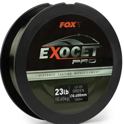 Fox Exocet Pro Monofilament Lo-Vis Green 0.400mm 23lbs / 10.45kgs (1000m) Monofile Angelschnur| Karpfenschnur
