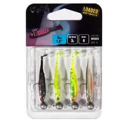 Fox Rage Micro Tiddler Fast Mixed UV Loaded 5cm 3g Gummifisch-Set| Hecht Gummifisch|Barsch Gummiköder
