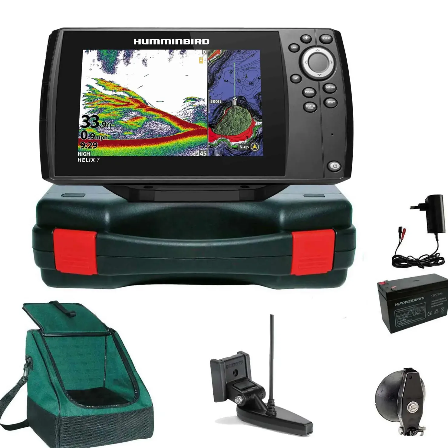 Humminbird Helix 7 Chirp GPS G4 GPS Kartenplotter Echolot Portabel Basic Plus - Komplett mit Geber| Humminbird Helix 7 Chirp Gps G4