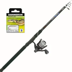 Jenzi Aalrute + Angelrolle + Schnur + gebundene Haken Aal-Angeln Combo Angelset| Combos Spinnangeln|Angelcombo Allround