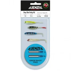 Jenzi Dropshot-Set Komplett mit 5cm Gummifischen Bleifrei| Set Drop Shot - Zubehör & Köder|Drop Shot Köder