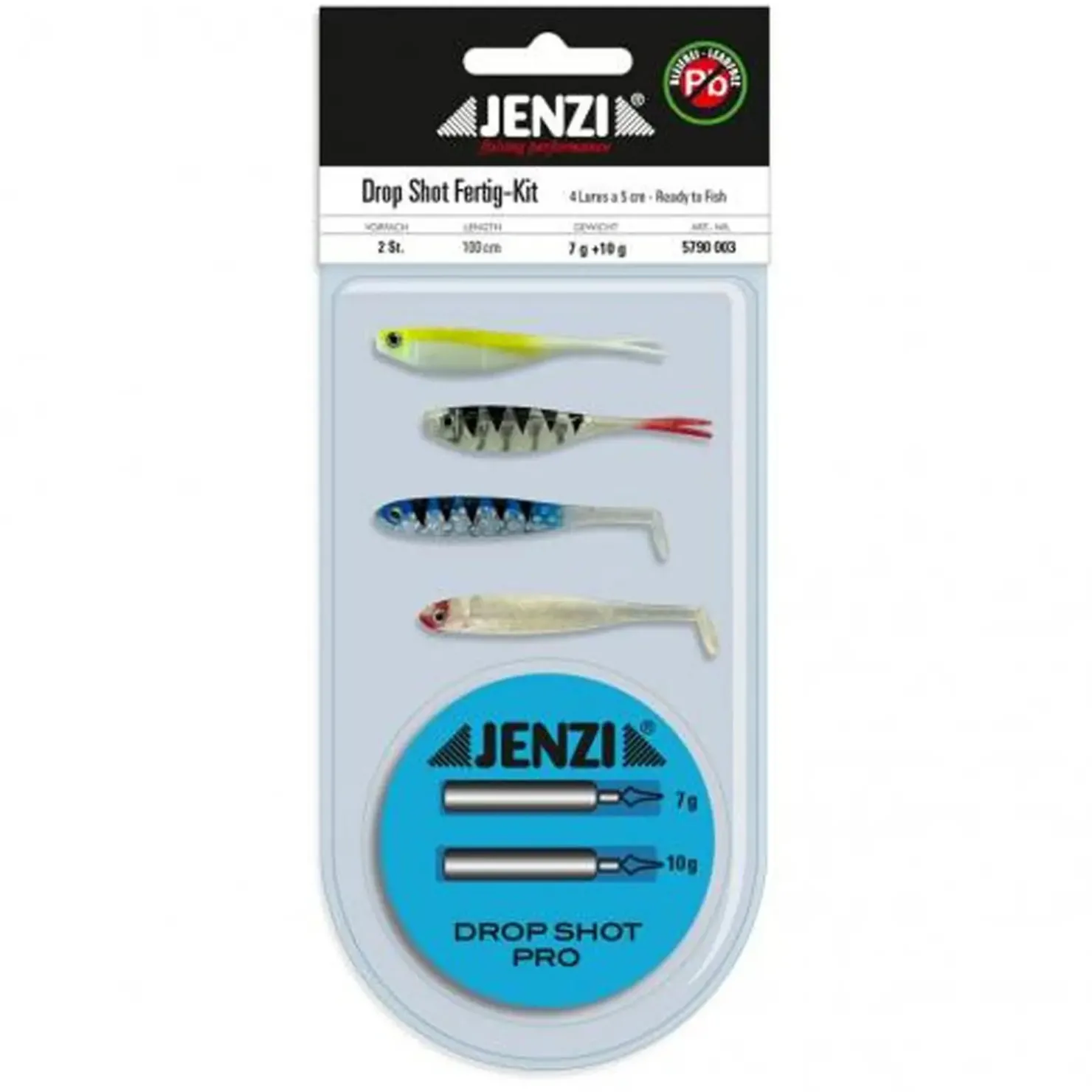 Jenzi Dropshot-Set Komplett mit 5cm Gummifischen Bleifrei| Set Drop Shot - Zubehör & Köder|Drop Shot Köder