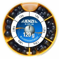Jenzi Klemmblei Bleischrot Sortiment Set 120g grob| Friedfisch Zubehör|Angelzubehör Kleinteile