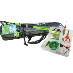 Jenzi komplett Angelcombo Einsteigerset 2,40m Rute & Rolle & Schnur & Zubehör Angelset| Combos Spinnangeln|Forellenangeln Combos