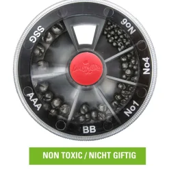 Jenzi Non Toxic 6 Fächer Schrot Sortiment| Angelblei Sets|Klemmbleie