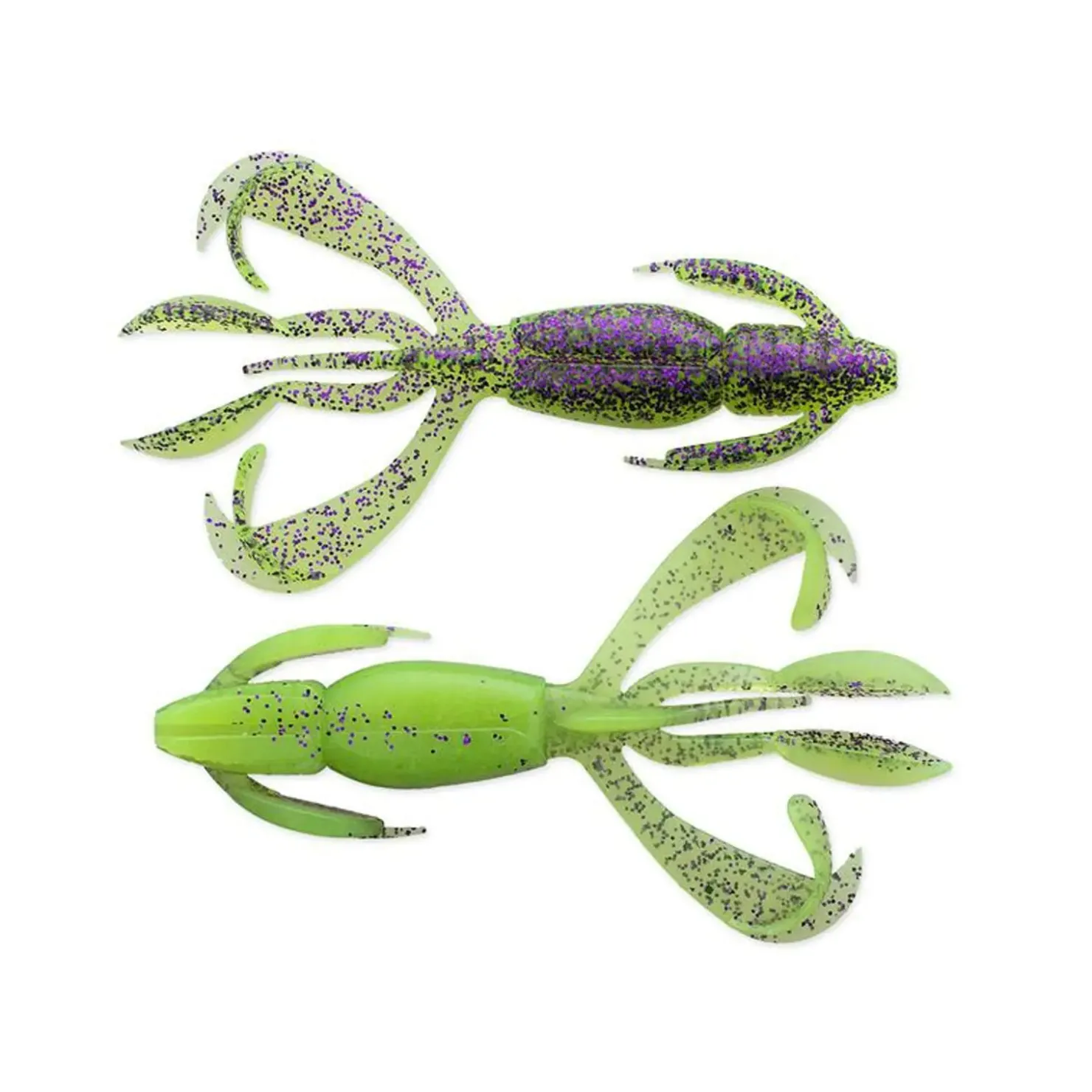 BA-Edition Barsch-Alarm by Johannes Dietel Keitech - BA Edition - Crazy Flapper 7,0cm Purple Chartreuse 8Stk. Gummikrebs| Barsch Gummiköder|Drop Shot Köder