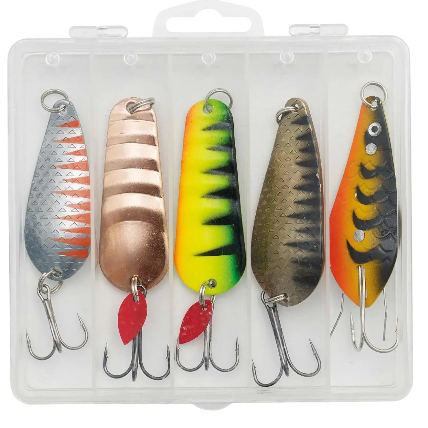 Kinetic Angeln Mix Hecht-Blinker Angelset - 5 Hechtköder mit Köderbox| Sets Spinnfischen|Blinker