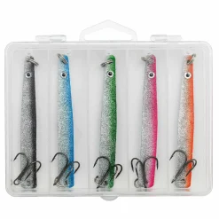 Kinetic Belone Glitter Meerforellen-Blinker Angelset - 5 Meerforellenköder 24g mit Box| Blinker|Sets Lachs & Mf Köder