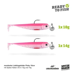 Lieblingsköder 10cm Actionpack Gummifisch montiert Set| Hechtköder|Hecht Gummifisch