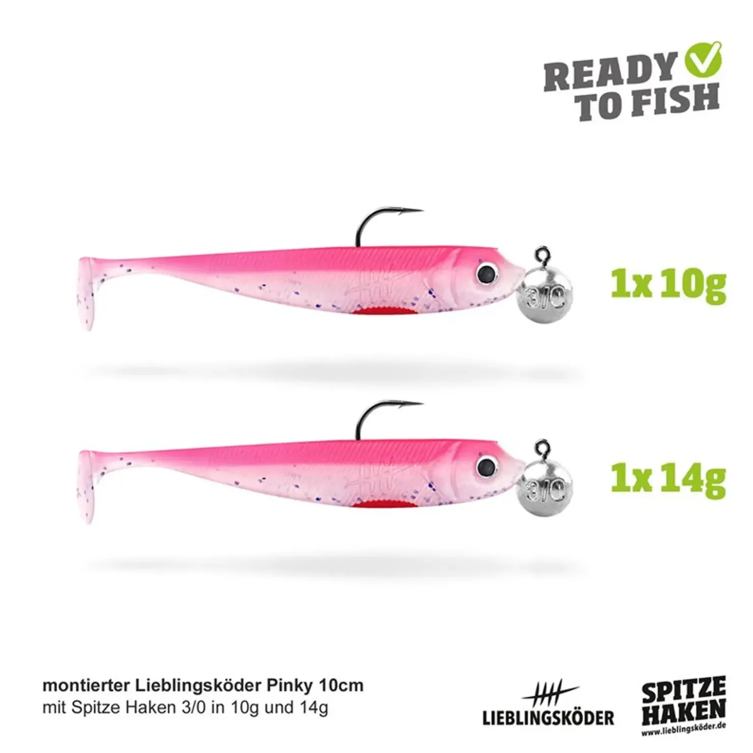 Lieblingsköder 10cm Actionpack Gummifisch montiert Set| Hechtköder|Hecht Gummifisch