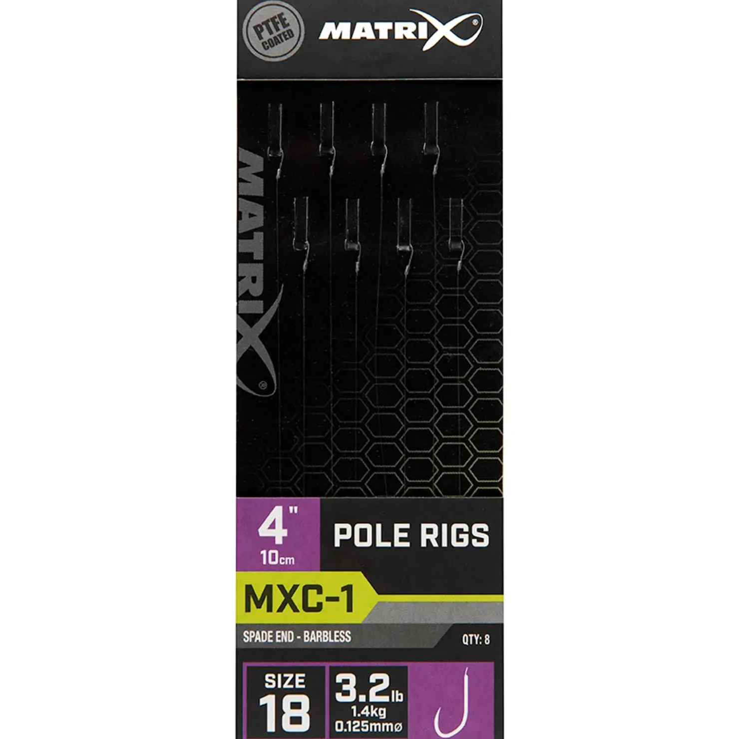 Fox Matrix Matrix MXC-1 Size 18 Barbless 0.125mm 10cm Pole Rig - 8pcs Gebundene Angelhaken| Friedfischhaken|Friedfischhaken