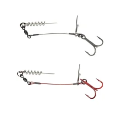 Savage Gear Carbon49 Corkscrew Stinger #1/0 23kg 2 Stück Gummifischzubehör| Stahlvorfach Für Kunstköder|Stinger Kurzvorfach