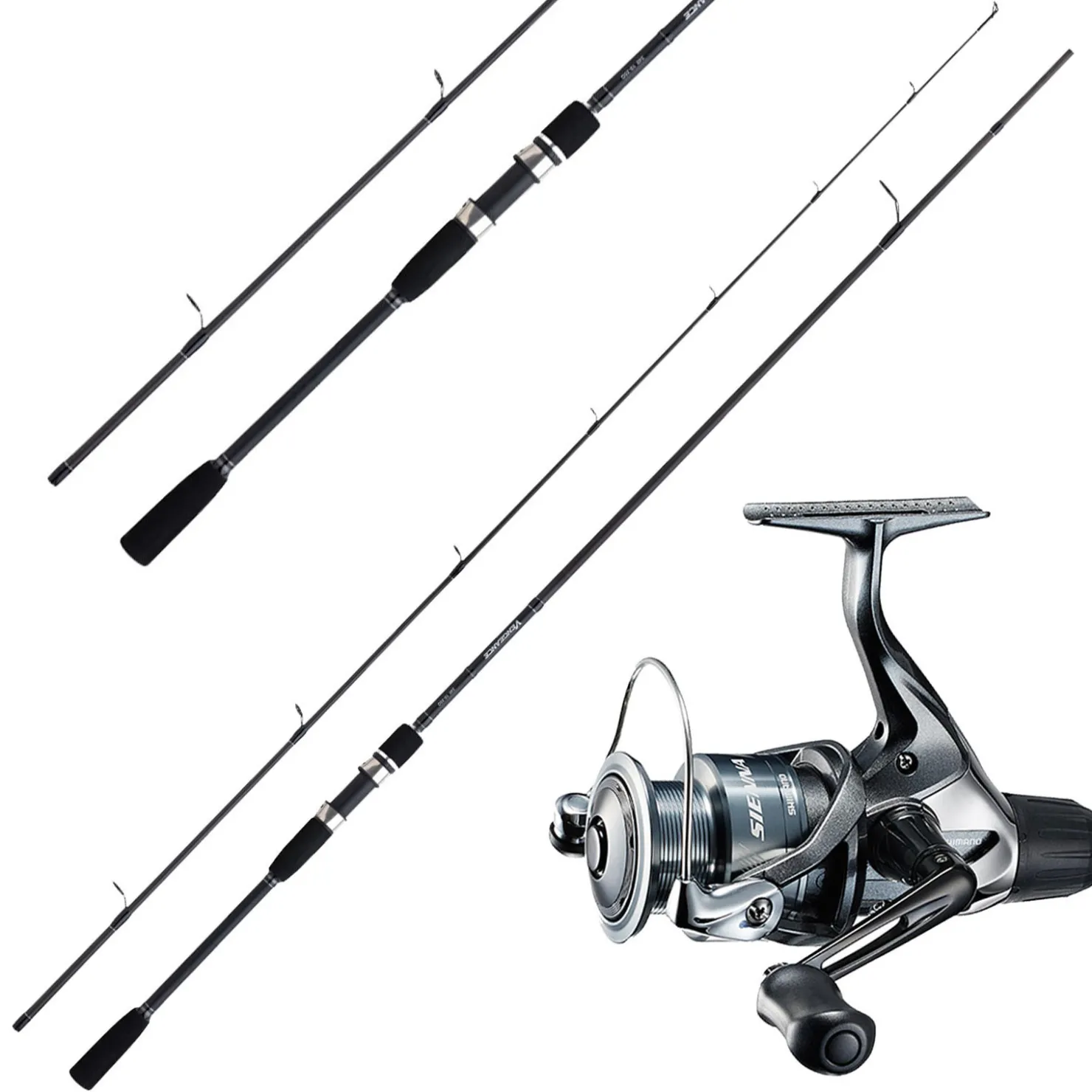 Shimano Rolle Sienna & Rute 2,70m 20-50g Combo Allrounder Spinnangeln Angelset| Angelcombo Allround