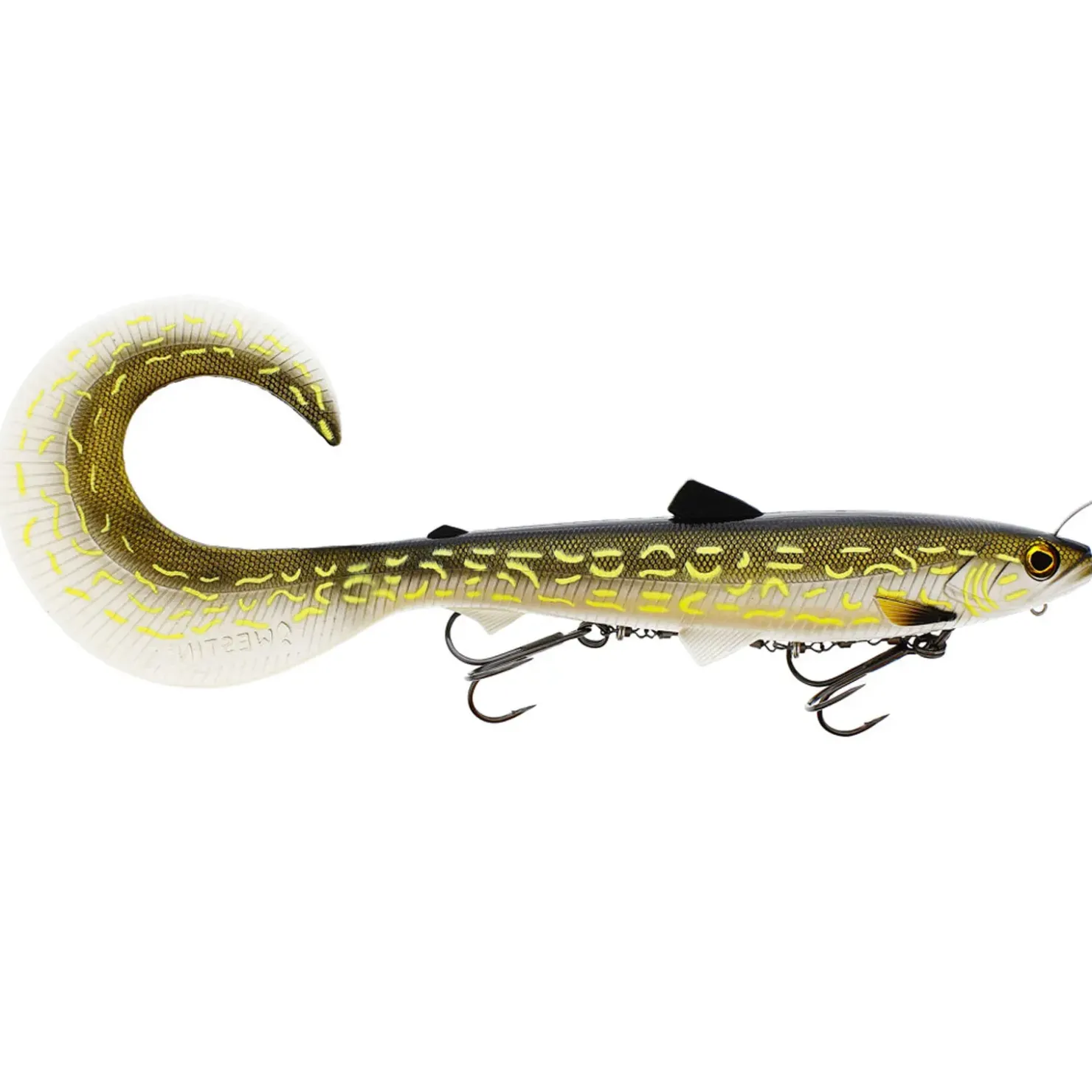 Westin Bullteez Curltail Inline 33cm 230g Sinking Gummifisch montiert| Xxl Köder. Big Baits|Gummifische