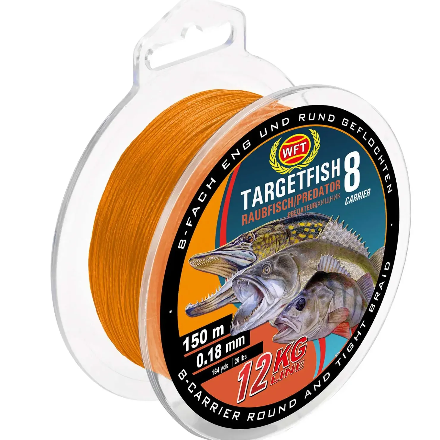 WFT TF8 Raubfisch orange 150m 13KG 0,18 Geflochtene Angelschnur| Geflochtene Angelschnur